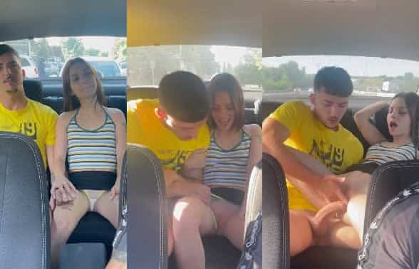 pareja joven se pone a follar en un coche de Uber